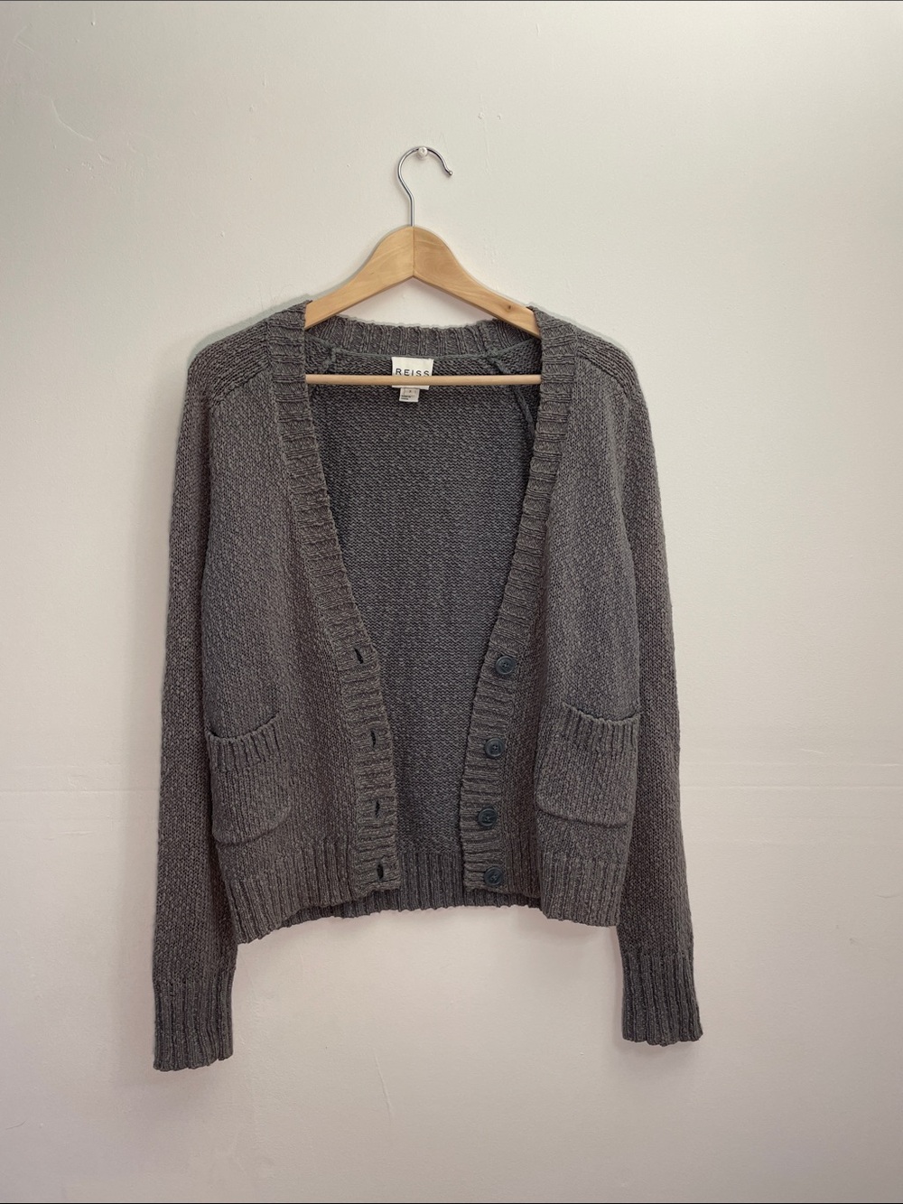 Reiss Cotton-Blend Open-Knit Cardigan